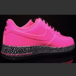 black and hot pink air force ones
